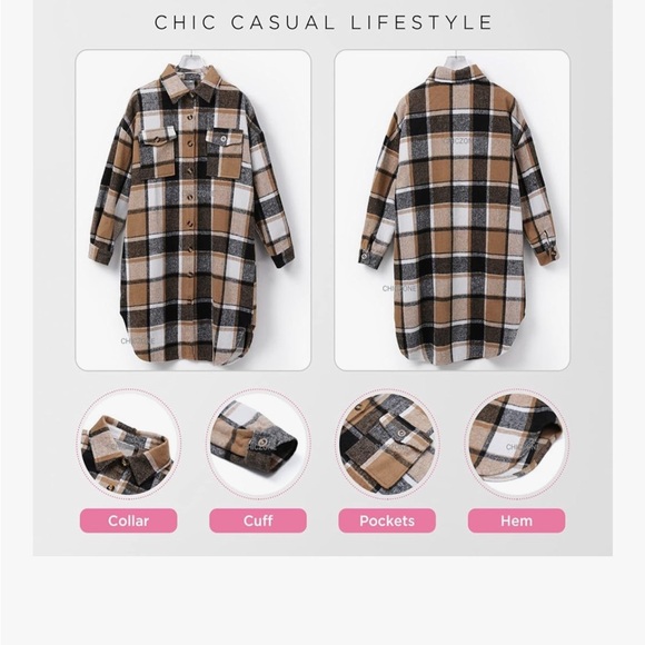 Plaid Longline Coat for Women - Picture 5 of 6